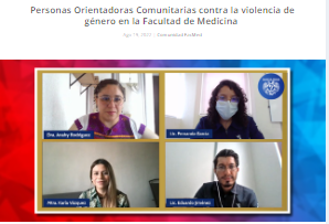 Personas Orientadoras Comunitarias contra la violencia de género en la Facultad de Medicina.