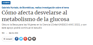 Cómo afecta desvelarse al metabolismo de la glucosa.