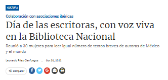 Día de las escritoras, con voz en la Biblioteca Nacional.