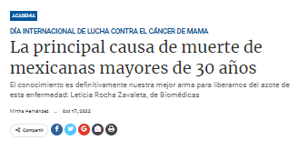 La principal causa de muerte de mexicanas mayores de 30 años.