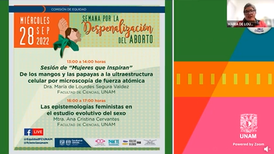 Semana por la Despenalización del aborto. Sesión Mujeres que inspiran. De los mangos y las papayas a la ultraestructura celular por microscopia de fuerza atómica.
