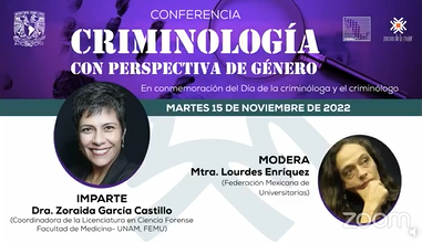 Conferencia: Criminología con perspectiva de género: En conmemoración del Día de la criminóloga  y el criminólogo.