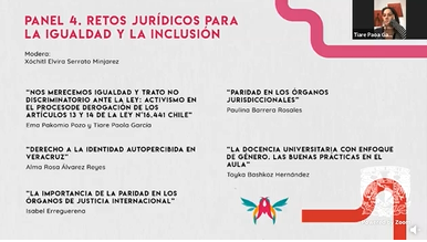 4to. Congreso Internacional. Mujeres y niñas desde una doble perspectiva: Género y Derechos  Humanos en el marco de los Objetivos de Desarrollo Sostenible. Panel 4. Retos jurídicos para la igualdad y la inclusión.