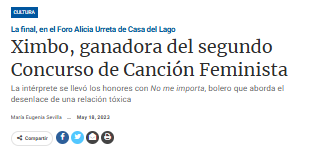 Ximbo, ganadora del segundo Concurso de Canción Feminista.