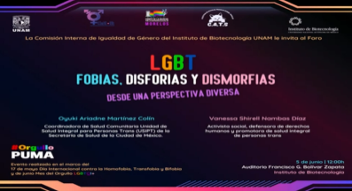 Foro. LGBT fobias, disforias y dismorfias desde una perspectiva de género.