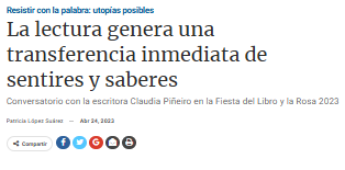 La lectura genera una transferencia inmediata de sentires y saberes.