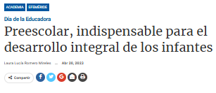 Preescolar, indispensable para el desarrollo integral de los infantes.
