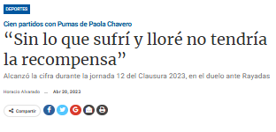 "Sin lo que sufrí y lloré no tendría la recompensa"