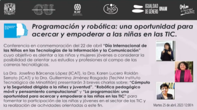 Conferencia. Programación y robótica: una oportunidad para acercar y empoderar a las niñas en las TIC.