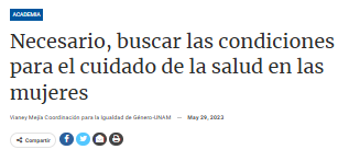 Necesario, buscar las condiciones para el cuidado de la salud en las mujeres.