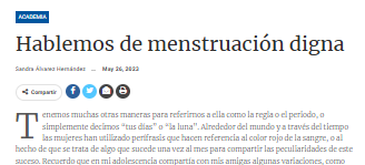 Hablemos de menstruación digna.