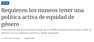 Requieren los museos tener una política activa de equidad de género.