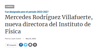 Mercedes Rodríguez Villafuerte, nueva directora del Instituto de Física.