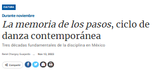 La memoria de los pasos, ciclo de danza contemporánea.