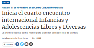 Inicia el cuarto encuentro internacional Infancias y Adolescencias Libres y Diversas.