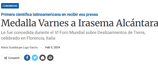 Medalla Varnes a Irasema Alcántara.